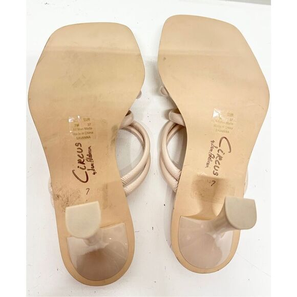 Circus By‎ Sam Edelman Sandals Size 7 Tan Open Square Toe Slip On Heels - Picture 9 of 9